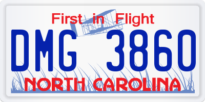 NC license plate DMG3860