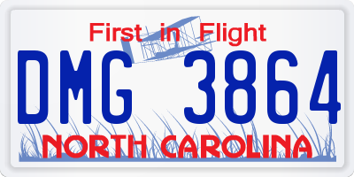 NC license plate DMG3864