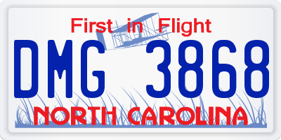 NC license plate DMG3868