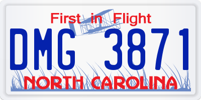 NC license plate DMG3871