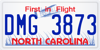 NC license plate DMG3873