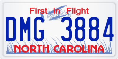 NC license plate DMG3884