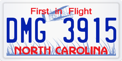 NC license plate DMG3915