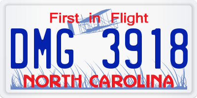 NC license plate DMG3918
