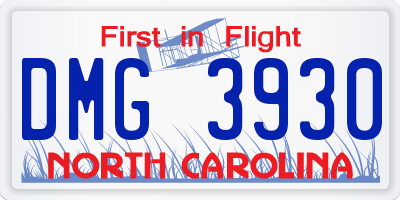 NC license plate DMG3930