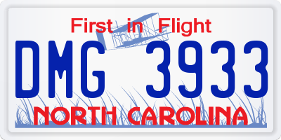 NC license plate DMG3933