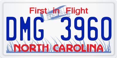 NC license plate DMG3960