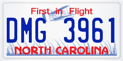 NC license plate DMG3961