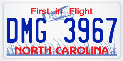 NC license plate DMG3967