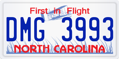 NC license plate DMG3993
