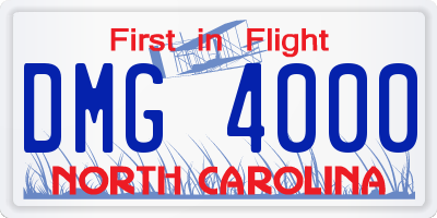NC license plate DMG4000