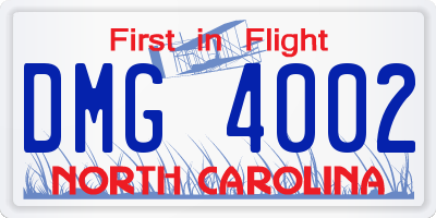 NC license plate DMG4002