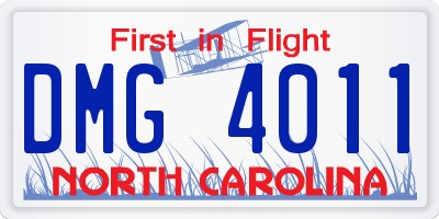NC license plate DMG4011