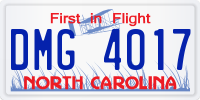 NC license plate DMG4017