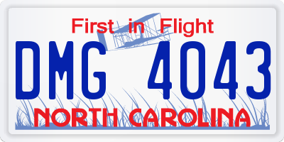 NC license plate DMG4043