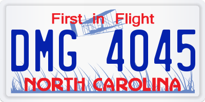 NC license plate DMG4045