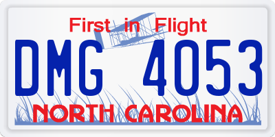 NC license plate DMG4053