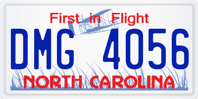 NC license plate DMG4056