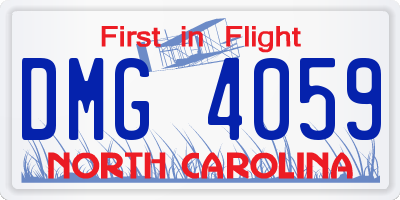 NC license plate DMG4059