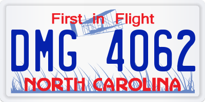 NC license plate DMG4062