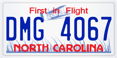 NC license plate DMG4067