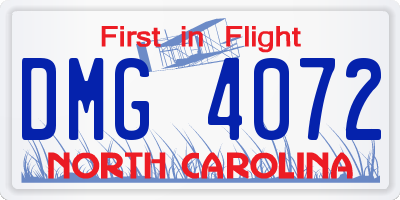 NC license plate DMG4072