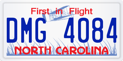 NC license plate DMG4084
