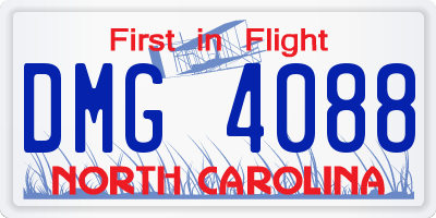NC license plate DMG4088