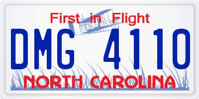 NC license plate DMG4110