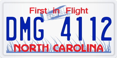 NC license plate DMG4112