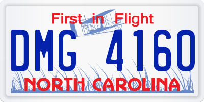 NC license plate DMG4160