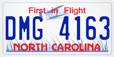 NC license plate DMG4163