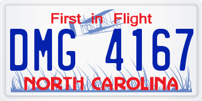 NC license plate DMG4167