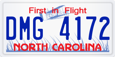 NC license plate DMG4172