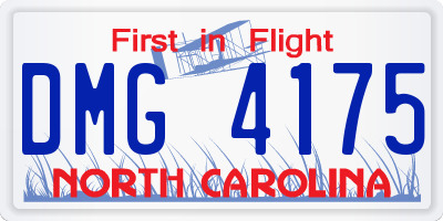 NC license plate DMG4175