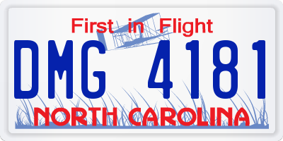 NC license plate DMG4181