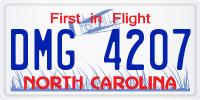 NC license plate DMG4207