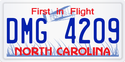 NC license plate DMG4209