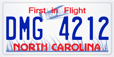 NC license plate DMG4212