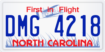 NC license plate DMG4218