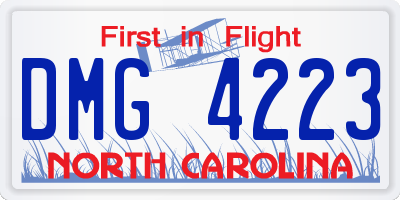 NC license plate DMG4223