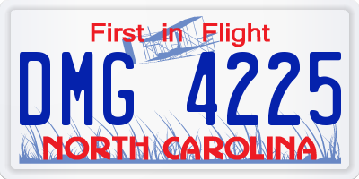 NC license plate DMG4225