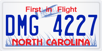 NC license plate DMG4227