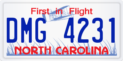 NC license plate DMG4231