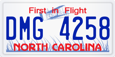 NC license plate DMG4258