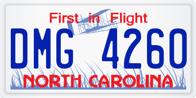 NC license plate DMG4260