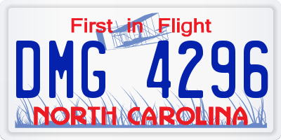 NC license plate DMG4296