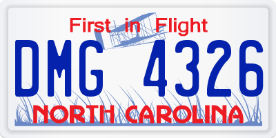 NC license plate DMG4326
