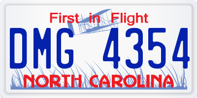 NC license plate DMG4354