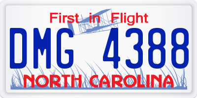 NC license plate DMG4388